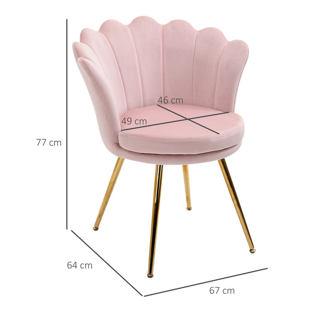 Sametové relaxační křeslo, design Lotus, kovové nohy, růžová
