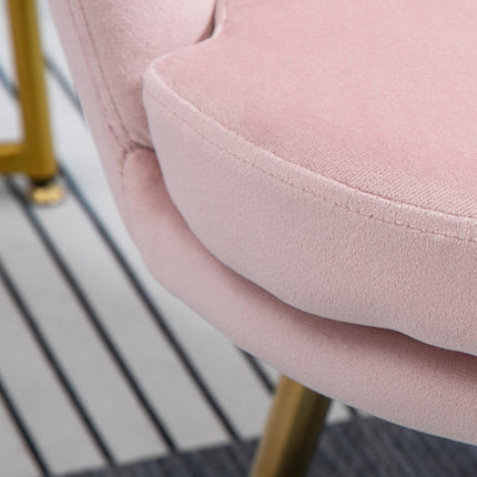 Pink Velvet Lounge Chair, Lotus Design, Metal Legs