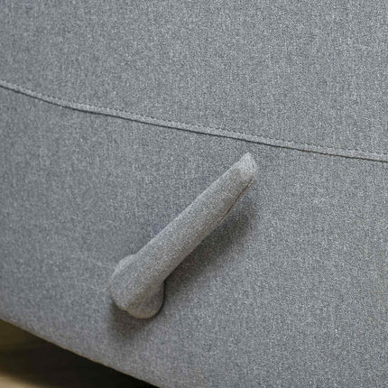 Relaxační křeslo s boční kapsou, šedý len-polyester