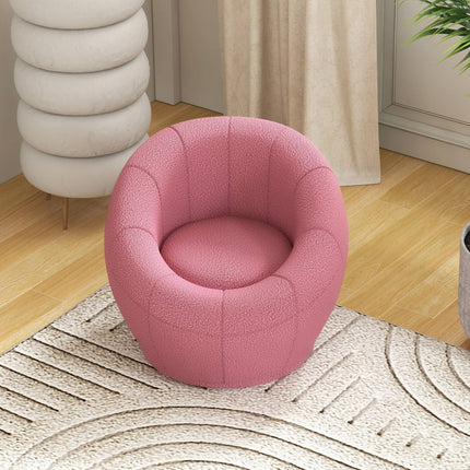 Otočné plyšové relaxační křeslo, nosnost 120 kg, růžová