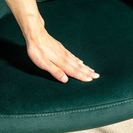 Velvet Look Armchair, Dark Green, Padded with armrests