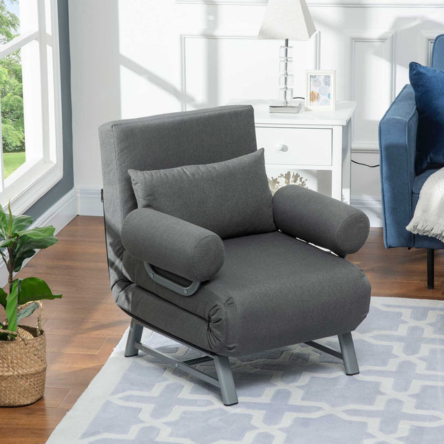 Křeslo, čalouněné křeslo rozkládací na lůžko pro hosty, ergonomické, tmavě šedá