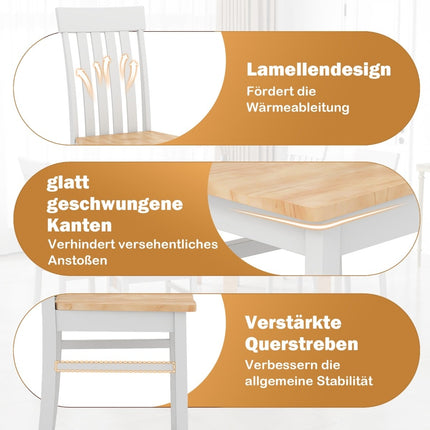 Jídelní židle bez područek, sada 2 ks, ergonomické opěradlo, dřevo