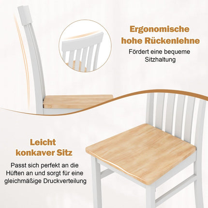 Jídelní židle bez područek, sada 2 ks, ergonomické opěradlo, dřevo