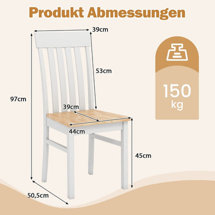 Jídelní židle bez područek, sada 2 ks, ergonomické opěradlo, dřevo