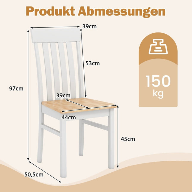 Jídelní židle bez područek, sada 2 ks, ergonomické opěradlo, dřevo