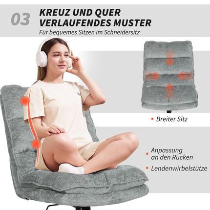 Kancelářská židle bez područek, otočná, nastavitelná výška, šedá látka