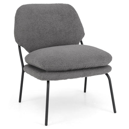 Designová židle bez područek s potahem teddy fleece, křeslo s vysokým opěradlem, relaxační křeslo