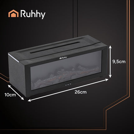 Aroma Diffuser 150 ml with LED Fireplace Flame Effect, Remote Control, Timer