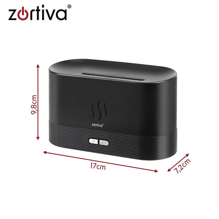 Aroma Diffuser Humidifier 180 ml with RGB LED Flame Effect, USB-C, Black