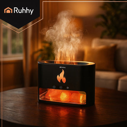 Aroma difuzér a zvlhčovač, 250ml, LED efekt krbu