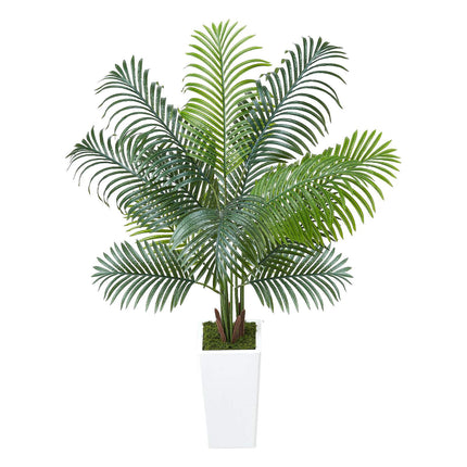 Artificial Areca Palm Tree 5 Ft with White Planter