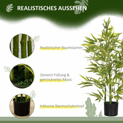 Artificial Bamboo Plant, 90 cm, 504 Leaves, Indoor Decor