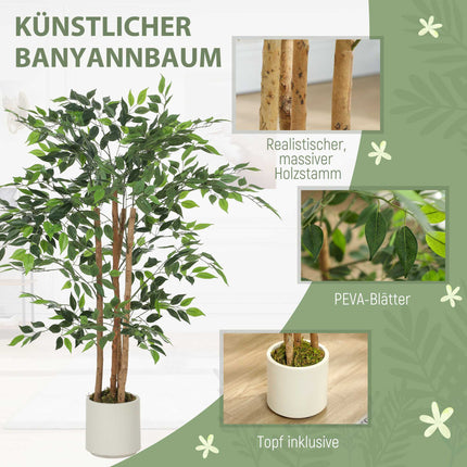 Umělý fíkovník banyán 120 cm, kmen z masivního dřeva