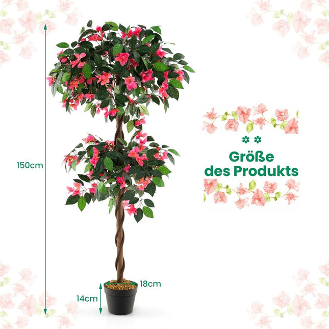 Umělá bougainvillea, 150 cm, 252 květů, v květináči