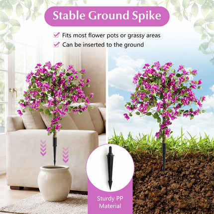 Artificial Bougainvillea Trees, 43.5" with Ground Spike, 2-Pack