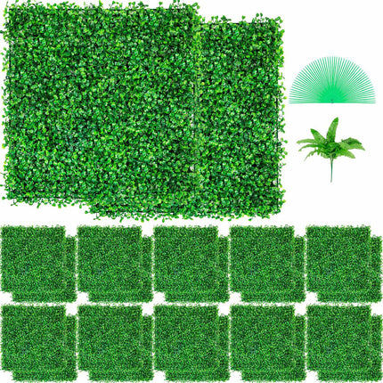 Artificial Boxwood Hedge Wall Panels UV, 24 Pack 10x10 in