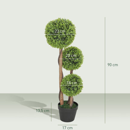Artificial Boxwood Set of 2, 90cm, Indoor/Outdoor Green