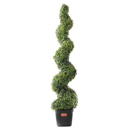 Artificial Boxwood Spiral Topiary Trees, 60 In, Set of 2 With Pots