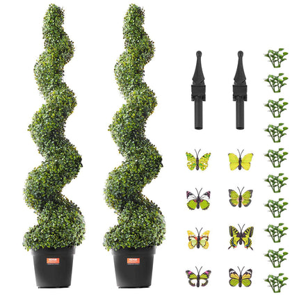 Artificial Boxwood Spiral Topiary Trees, 60 In, Set of 2 With Pots