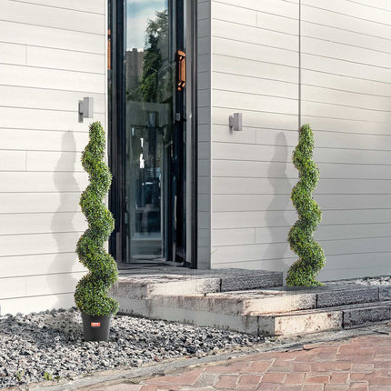 Artificial Boxwood Spiral Topiary Trees, 60 In, Set of 2 With Pots