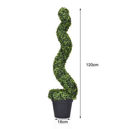 Umělý zimostráz ve tvaru spirály, sada 2 ks, 4 ft, v květináči