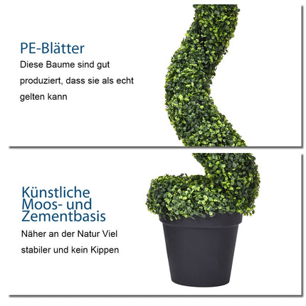 Umělý zimostráz ve tvaru spirály, sada 2 ks, 4 ft, v květináči