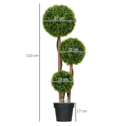 Umělý tvarovaný zimostráz, 110cm, odolný UV, 3 koule