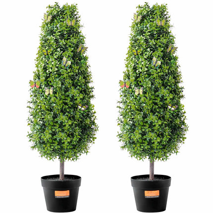 Artificial Boxwood Topiary Trees, 36 Inch, 2 Pack, UV Rated