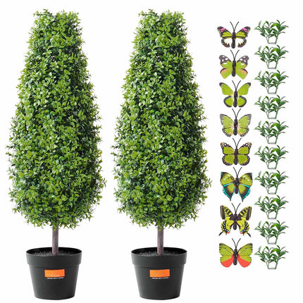 Artificial Boxwood Topiary Trees, 36 Inch, 2 Pack, UV Rated