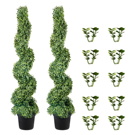 Artificial Boxwood Topiary Trees 4 Ft, 2 Pack, Indoor Outdoor