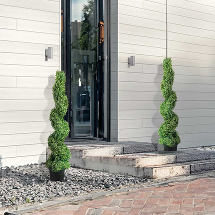 Artificial Boxwood Topiary Trees 4 Ft, 2 Pack, Indoor Outdoor