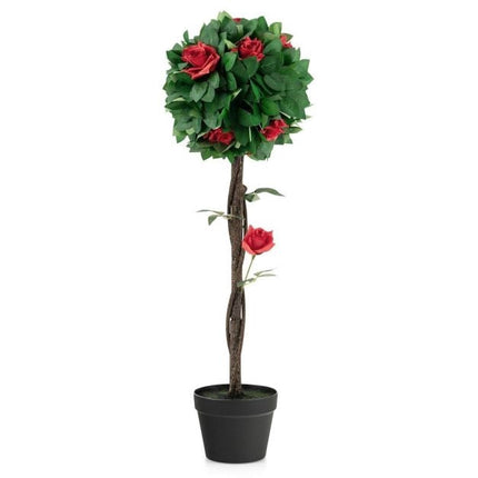 Umělá kamélie 92cm, 12 červených květů, v květináči