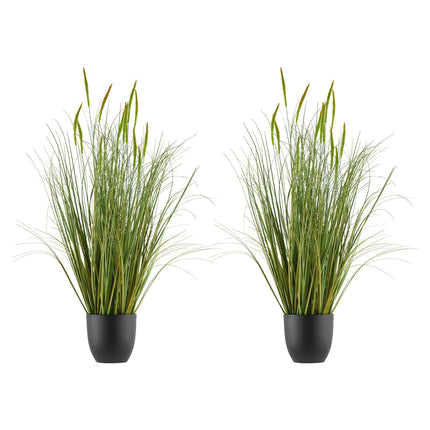Artificial Cattail Grass in Pot, 2 Pack, 35 Inch