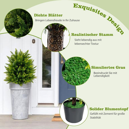 Künstliche Zedernkugelbäume, 2er-Pack, 55 cm, UV-beständig