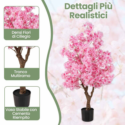 Umělá sakura 118 cm, růžová, cementový podstavec