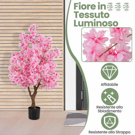 Umělá sakura 118 cm, růžová, cementový podstavec