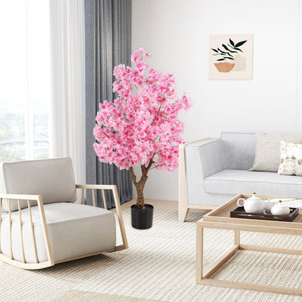 Umělá sakura 118 cm, růžová, cementový podstavec