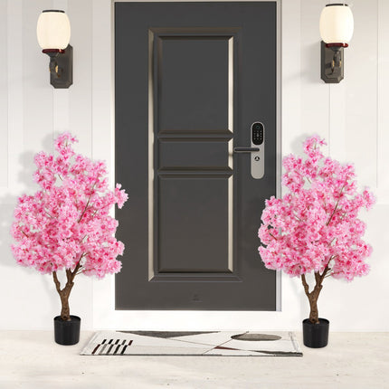 Umělá sakura 118 cm, růžová, cementový podstavec