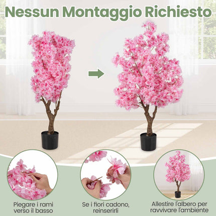Umělá sakura 118 cm, růžová, cementový podstavec
