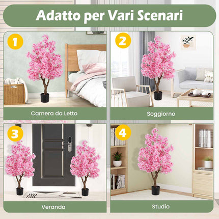Umělá sakura 118 cm, růžová, cementový podstavec