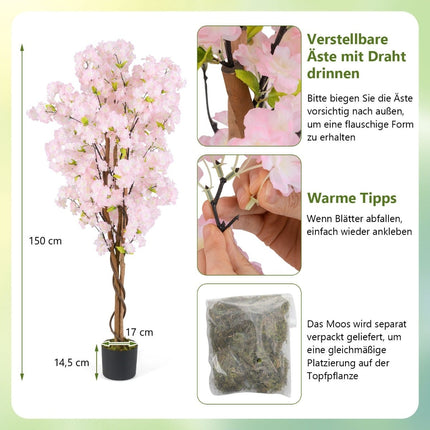 Umělá sakura, sada, 150cm, růžová, 2 ks