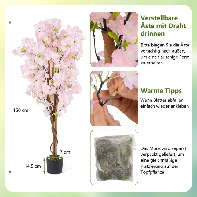 Umělá sakura, sada, 150cm, růžová, 2 ks