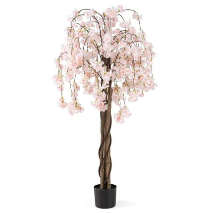 Umělá sakura v květináči, 163 cm, bílé květy