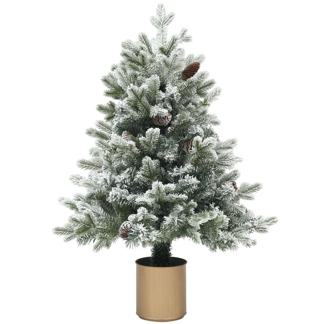 Umělý vánoční stromek, 100cm, zasněžený, samozhášivý