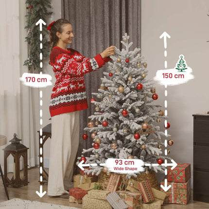 Umělý vánoční stromek, 150cm zasněžená borovice, 1162 větví