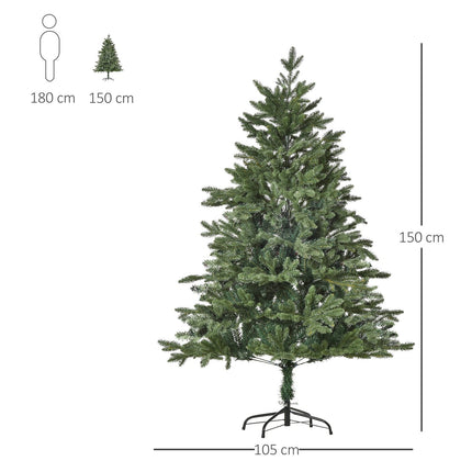 Umělý vánoční stromek 1.5m, PVC, kovový stojan, zelená