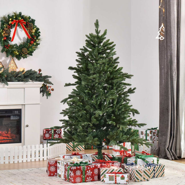 1.5M Artificial Christmas Tree, PVC, Metal Base, Green