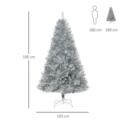 Umělý vánoční stromek 180 cm, stříbrný a bílý, snadná montáž