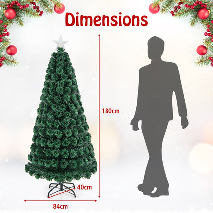 Umělý vánoční stromek 180cm, optická vlákna, 230 LED, 8 režimů